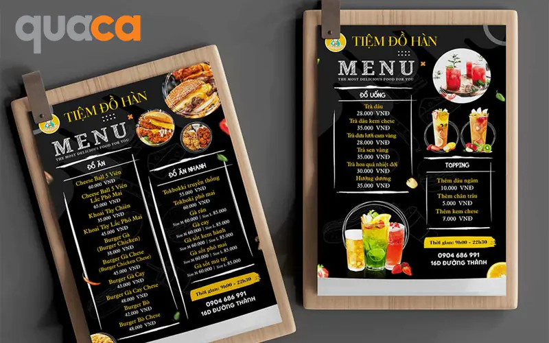 In menu 1 tờ rời mẫu số 4