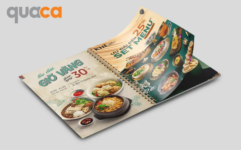Tại sao nên in menu cuốn đóng lò xo tại Quaca?