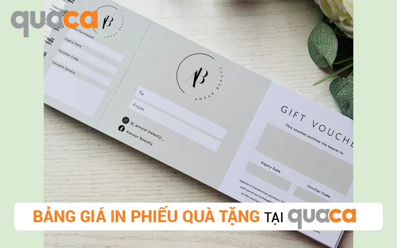 Bảng giá in phiếu quà tặng tại Quaca