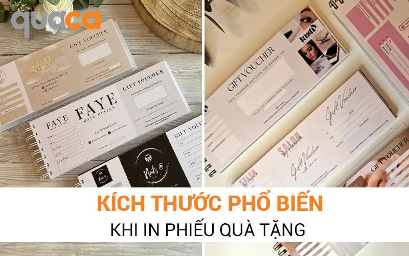 Kích thước phổ biến khi in phiếu quà tặng