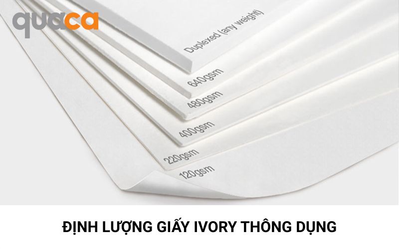 Các định lượng giấy Ivory thông dụng
