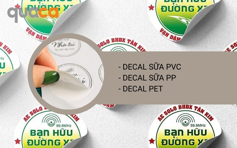Những loại decal sữa thường gặp