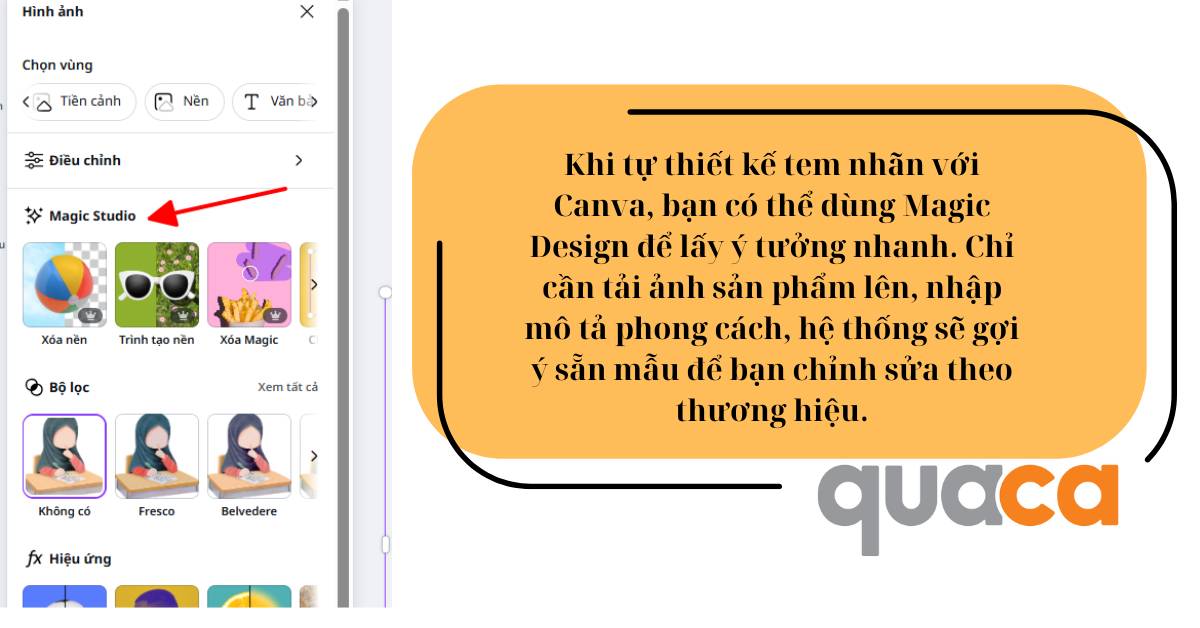 Sử dụng AI Magic Design để thiết kế tem nhãn